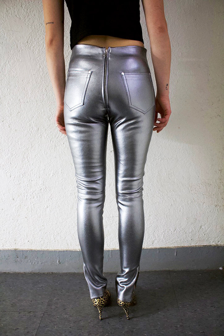 HIGH & TIGHT LEATHER PANTS (METALLIC SILVER)