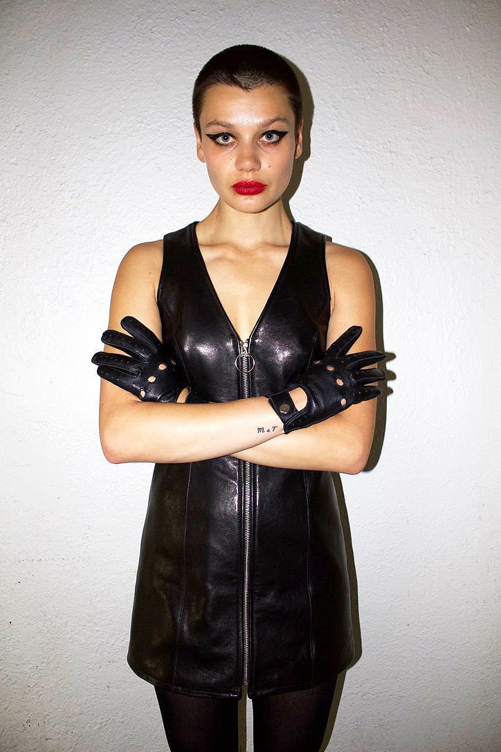 LEATHER SHIFT DRESS