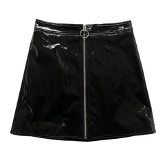 Patent Lambskin Zip Mini Skirt