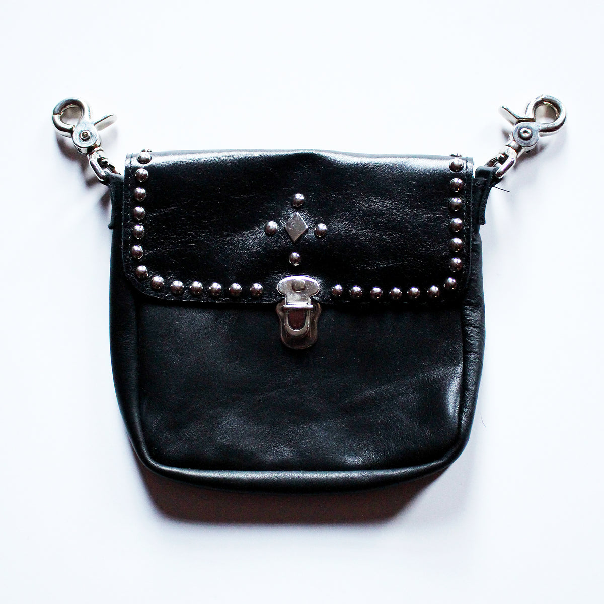 STUDDED LEATHER HIPSTER BAG