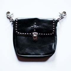STUDDED LEATHER HIPSTER BAG