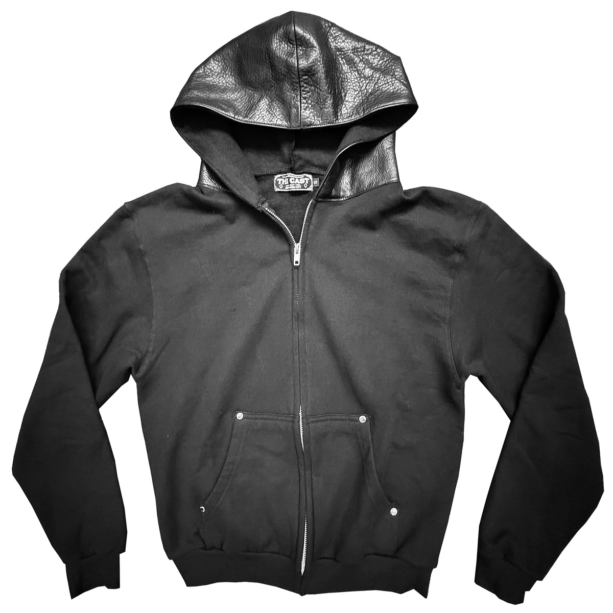 Unisex Zip-Up Leather Hoodie