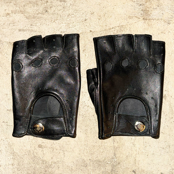 THE OUTSIDER Fingerless Black Leather Gloves (WOMENS)