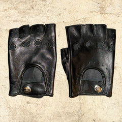 THE OUTSIDER Fingerless Black Leather Gloves (WOMENS)