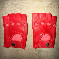 THE OUTSIDER Fingerless Red Leather Gloves (WOMENS)