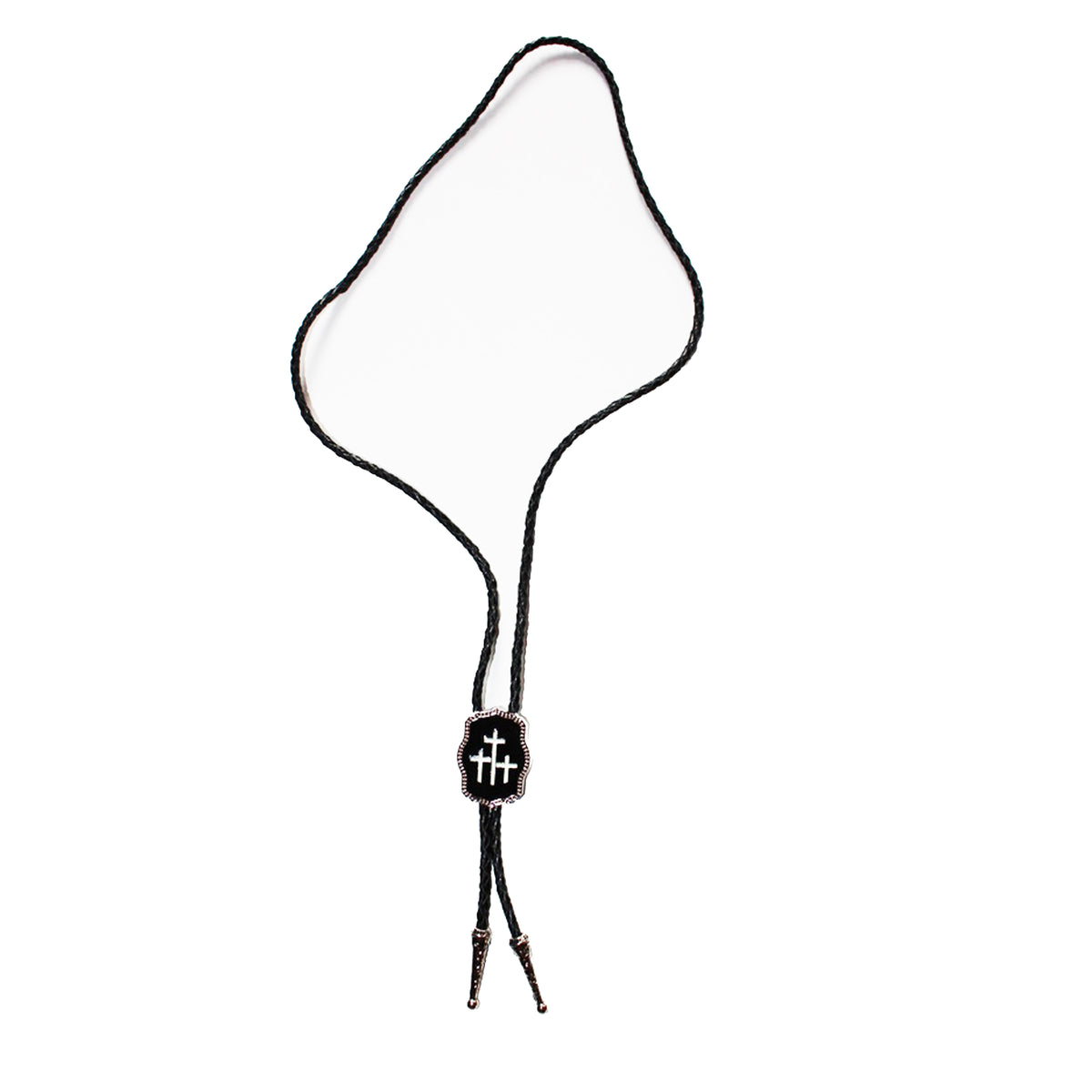 TRIPLE WHITE CROSS BOLO TIE