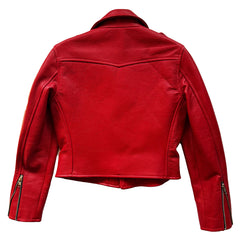 CROPPED BOWERY RED LEATHER JACKET (WOMENS)