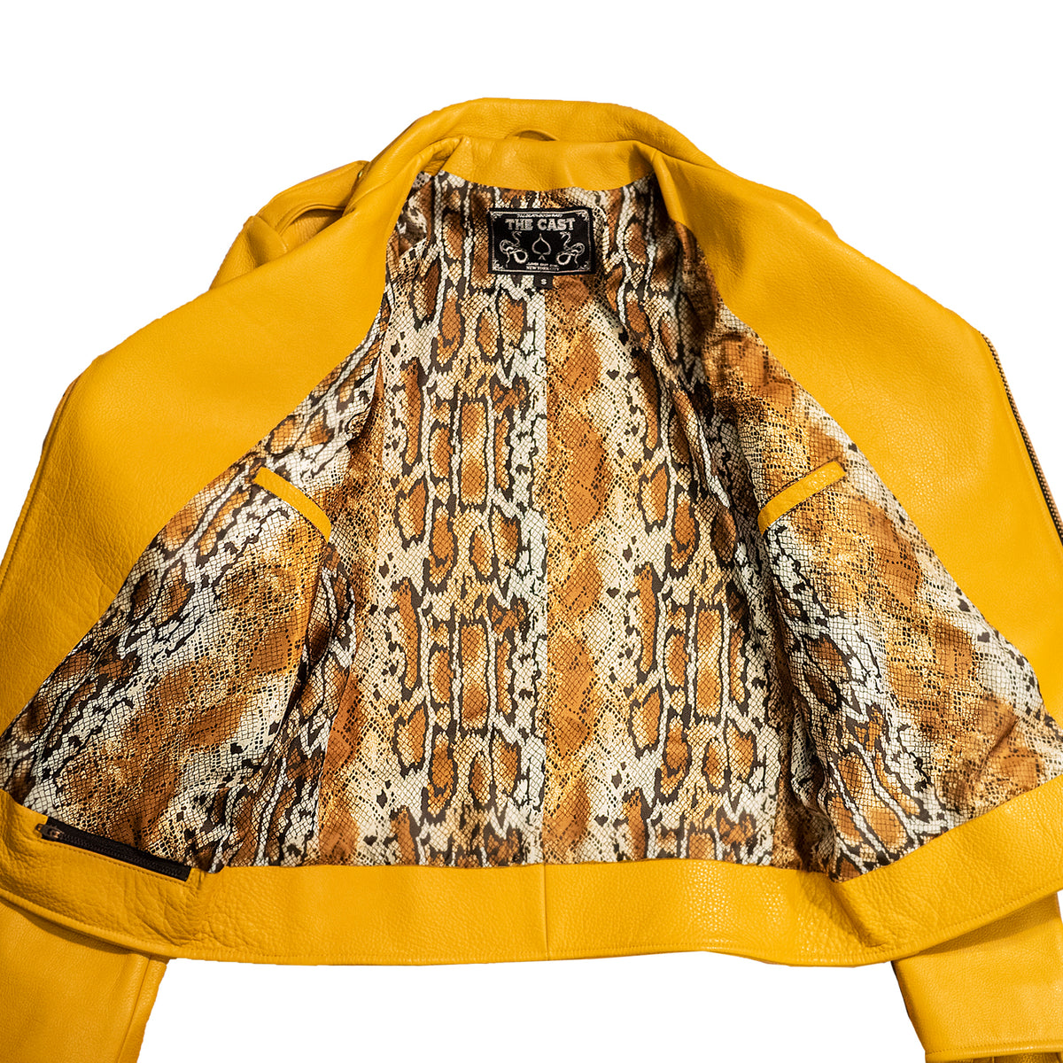 BOWERY JACKET - S / YELLOW w/ SNAKESKIN LINING + GOLD HARDWARE