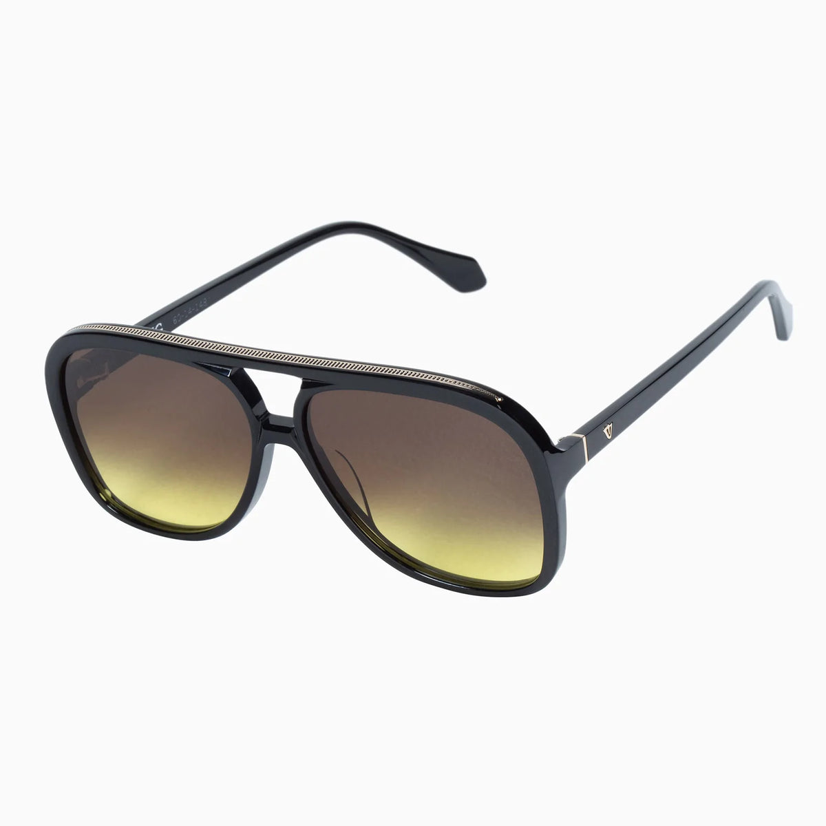BANG - Gloss Black w. Gold Metal Trim / Brown to Yellow Gradient Lens