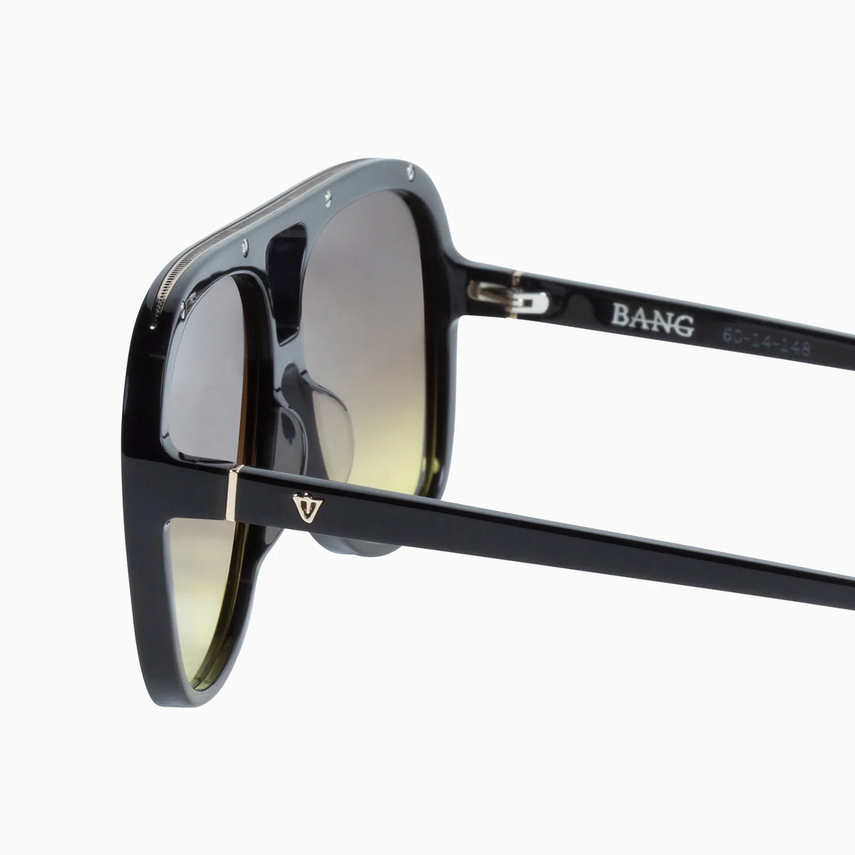 BANG - Gloss Black w. Gold Metal Trim / Brown to Yellow Gradient Lens