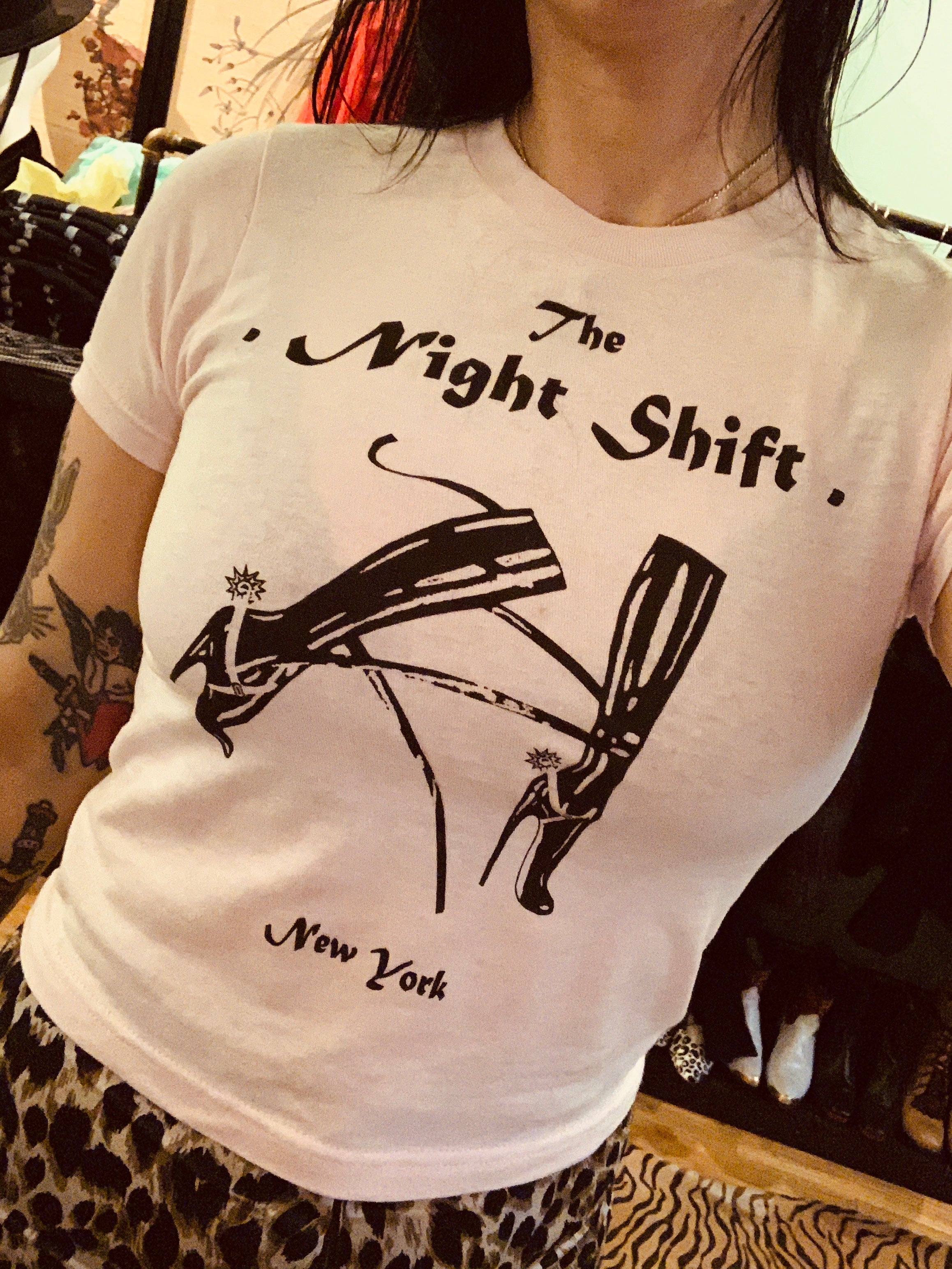 THE NIGHT SHIFT - Pale Pink Tee (Cropped)
