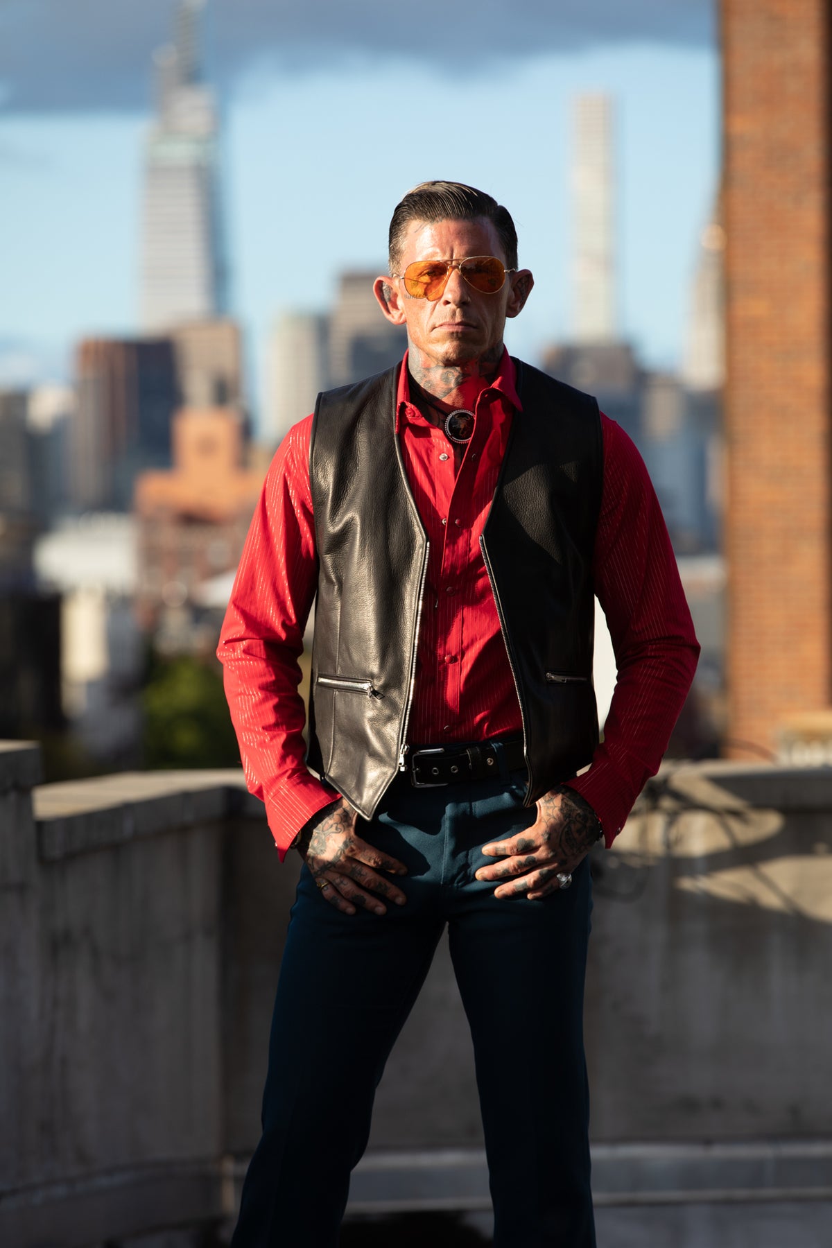 OUTLAW ZIP UP BLACK LEATHER VEST
