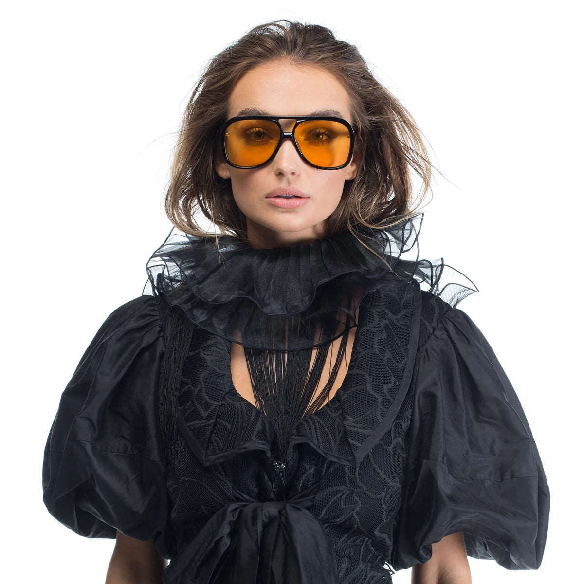 BANG - Gloss Black w. Gold Metal Trim / Orange Lens