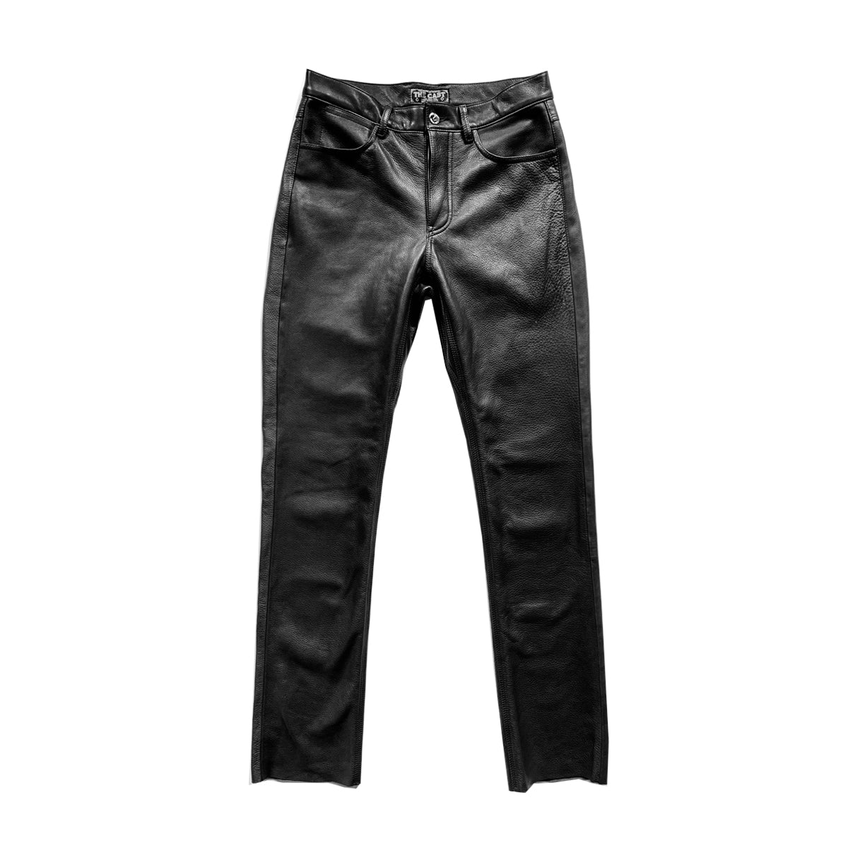 STRAIGHT FIT LEATHER PANTS - Black