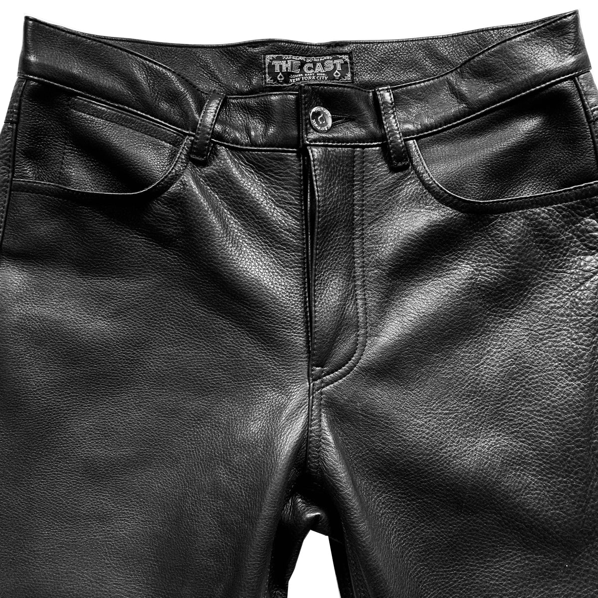 mens black cigarette trousers CIGARETTE Black LEATHER PANTS (Straight Leg) 34