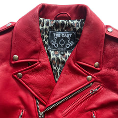 CROPPED BOWERY JACKET (RED w/LEOPARD LINING)