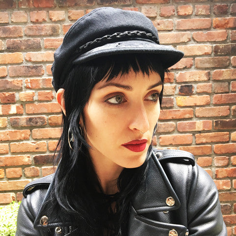 GREEK FISHERMAN BLACK LEATHER HAT
