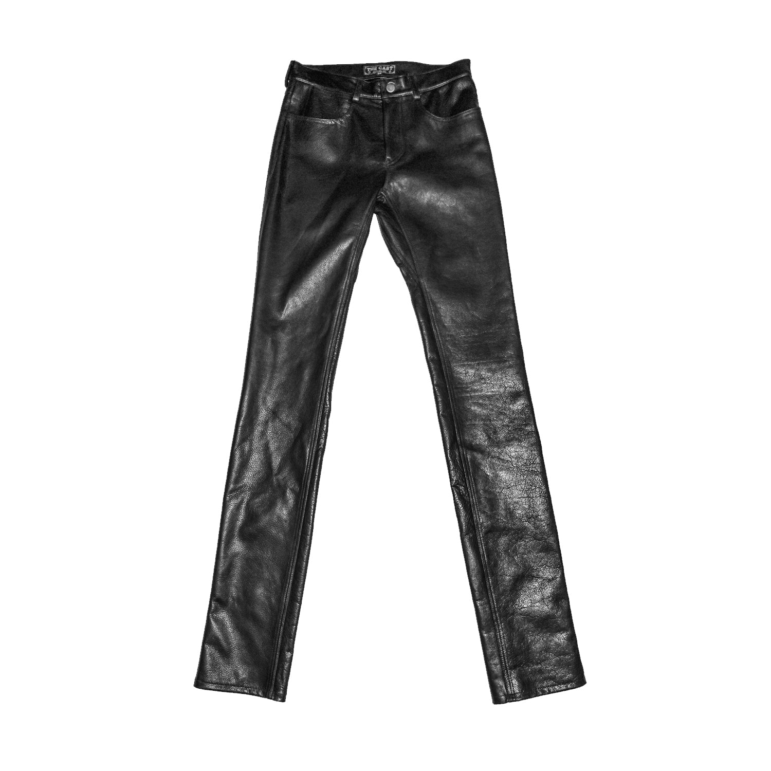 Black V Cut Leather Pants  sosorella