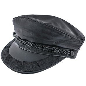 GREEK FISHERMAN BLACK LEATHER HAT