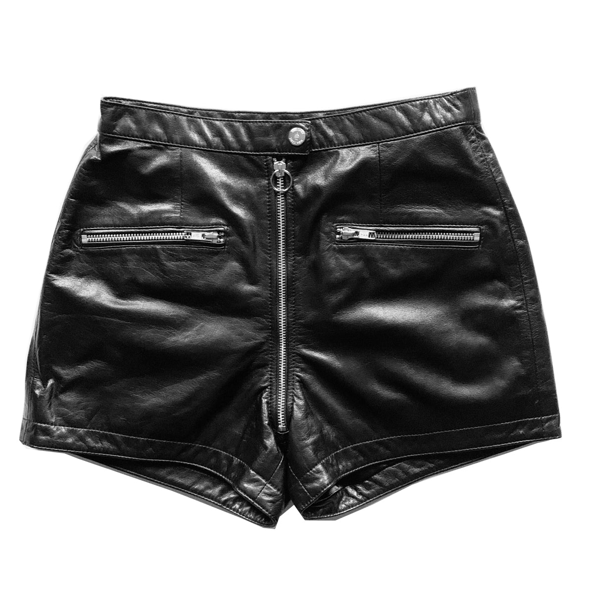 BLACK LEATHER HOT SHORTS