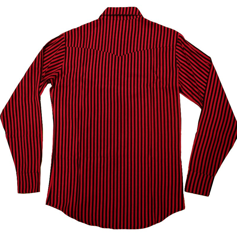 MAGENTA & BLACK STRIPED BUTTON–UP