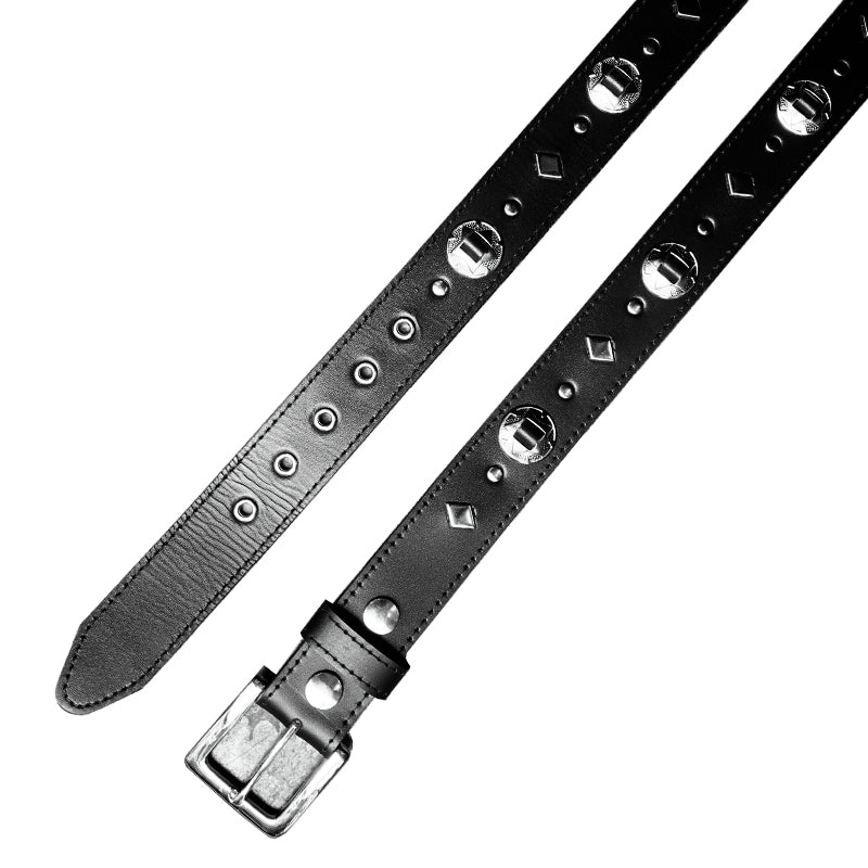 MCCOY BLACK LEATHER CONCHO BELT