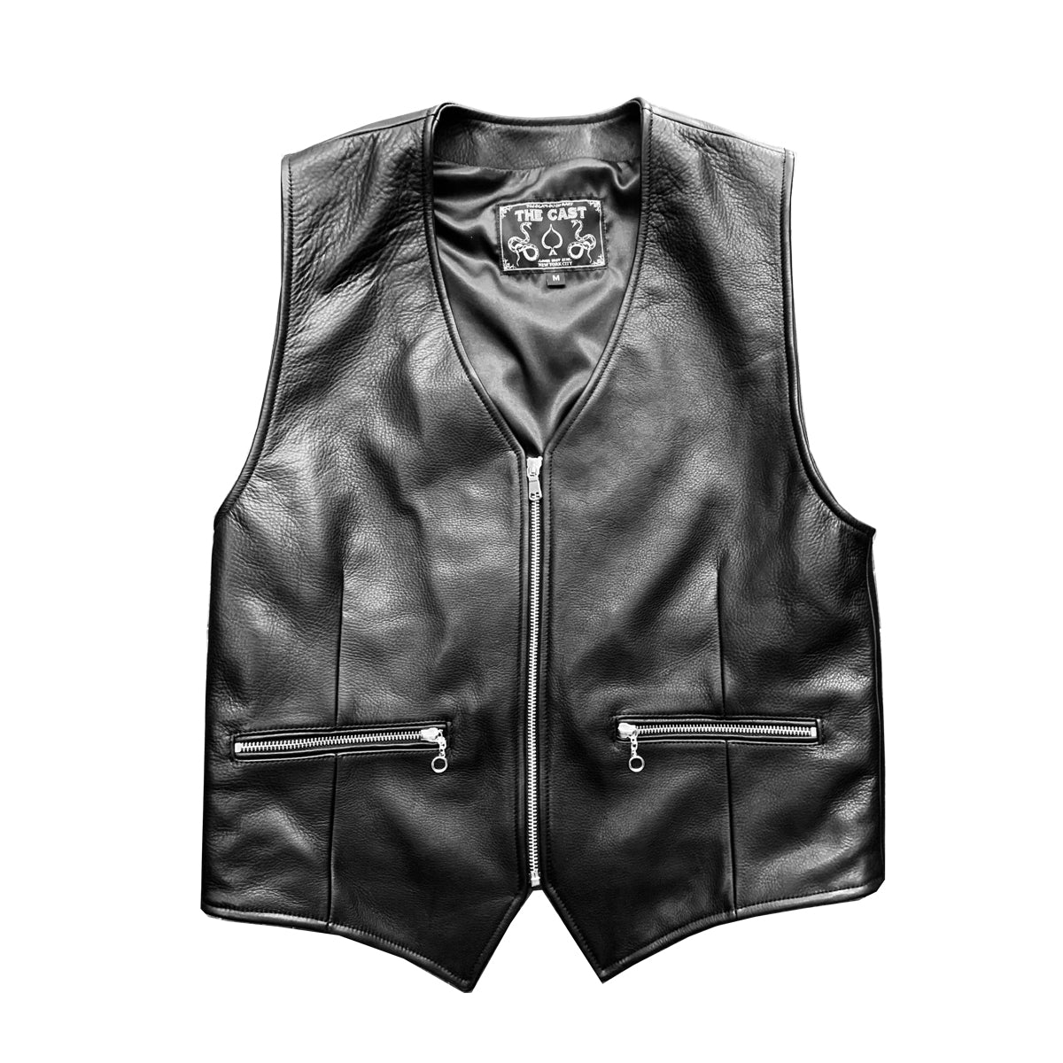 OUTLAW ZIP UP BLACK LEATHER VEST