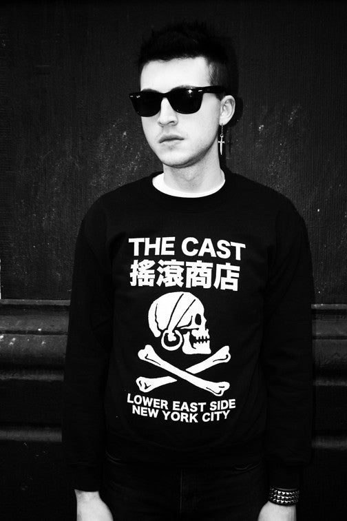 THE CAST NYC SKULL & CROSSBONES BLACK CREWNECK