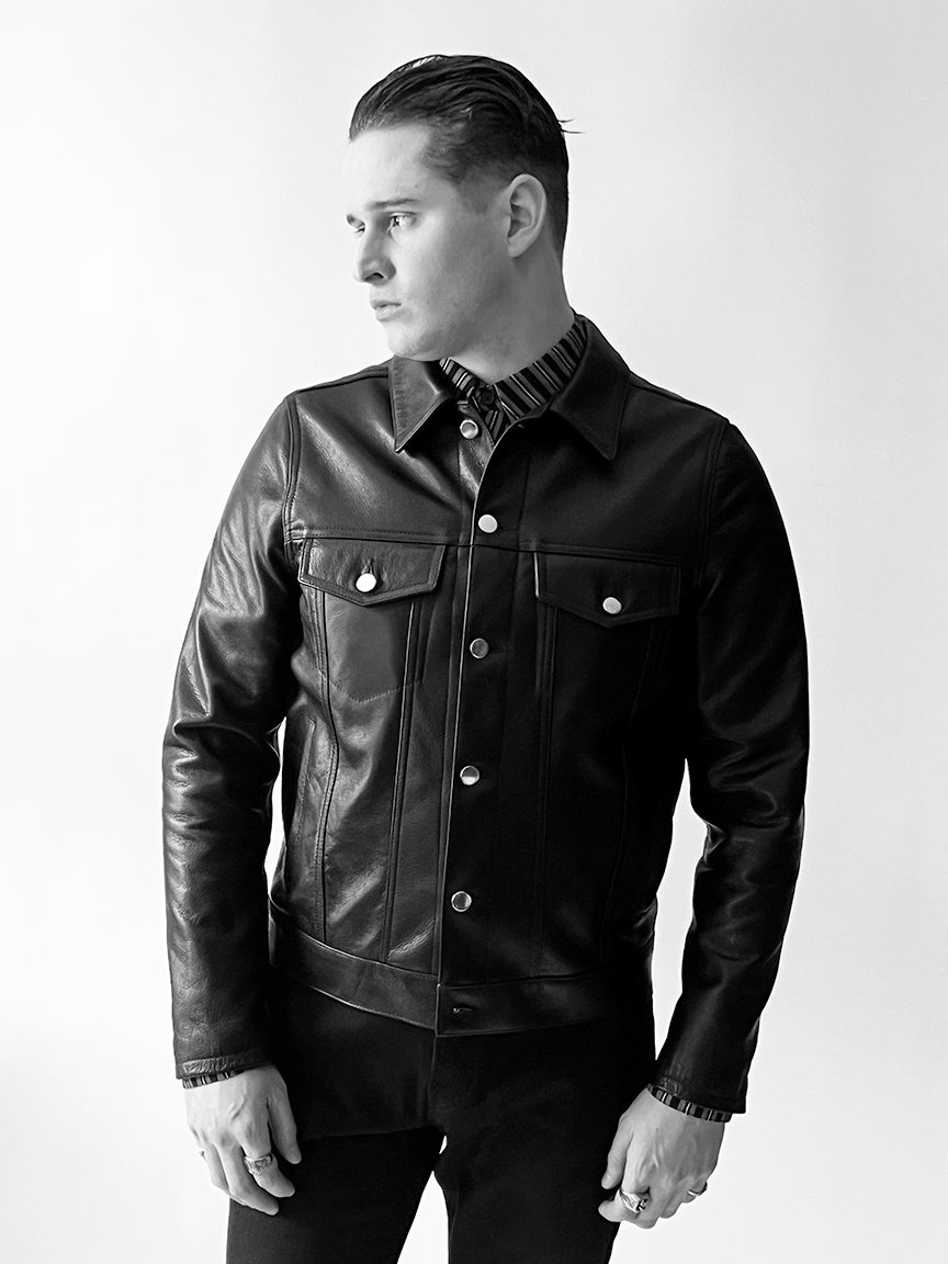 SIXTY EIGHT LEATHER TRUCKER JACKET
