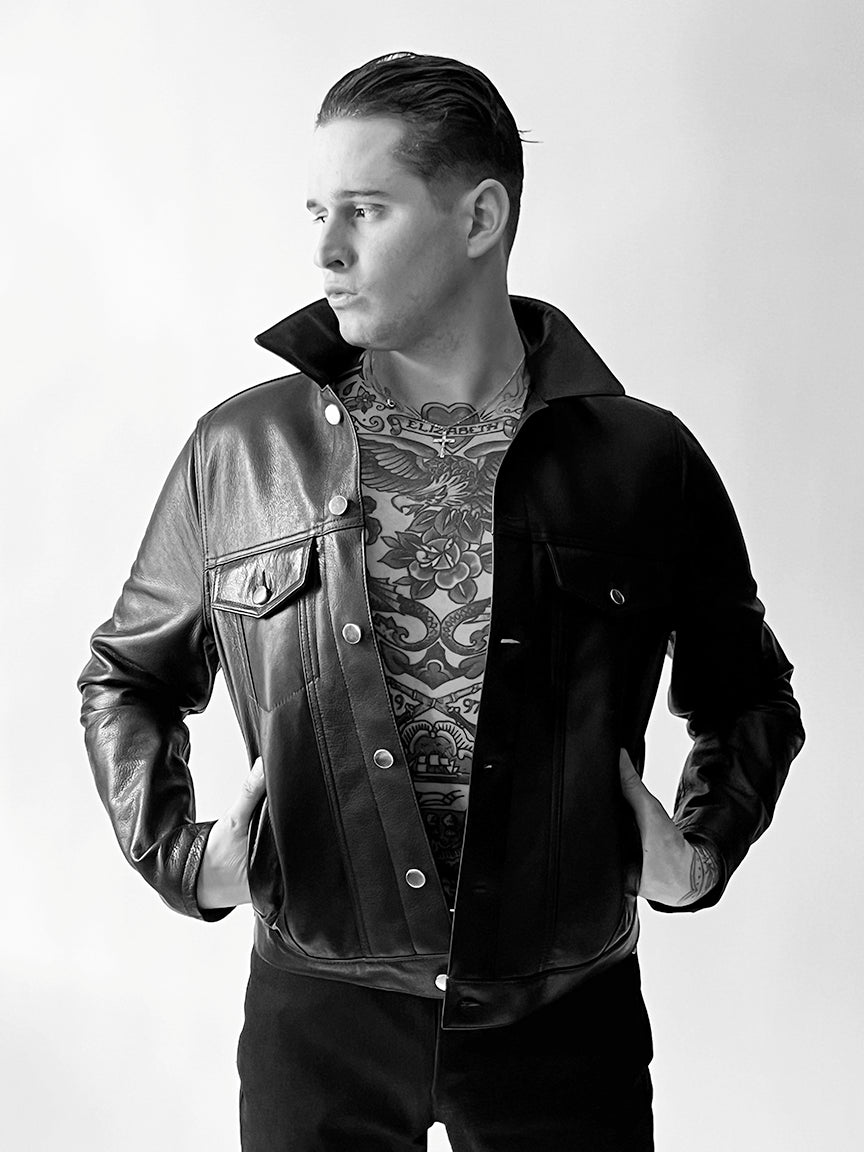SIXTY EIGHT LEATHER TRUCKER JACKET