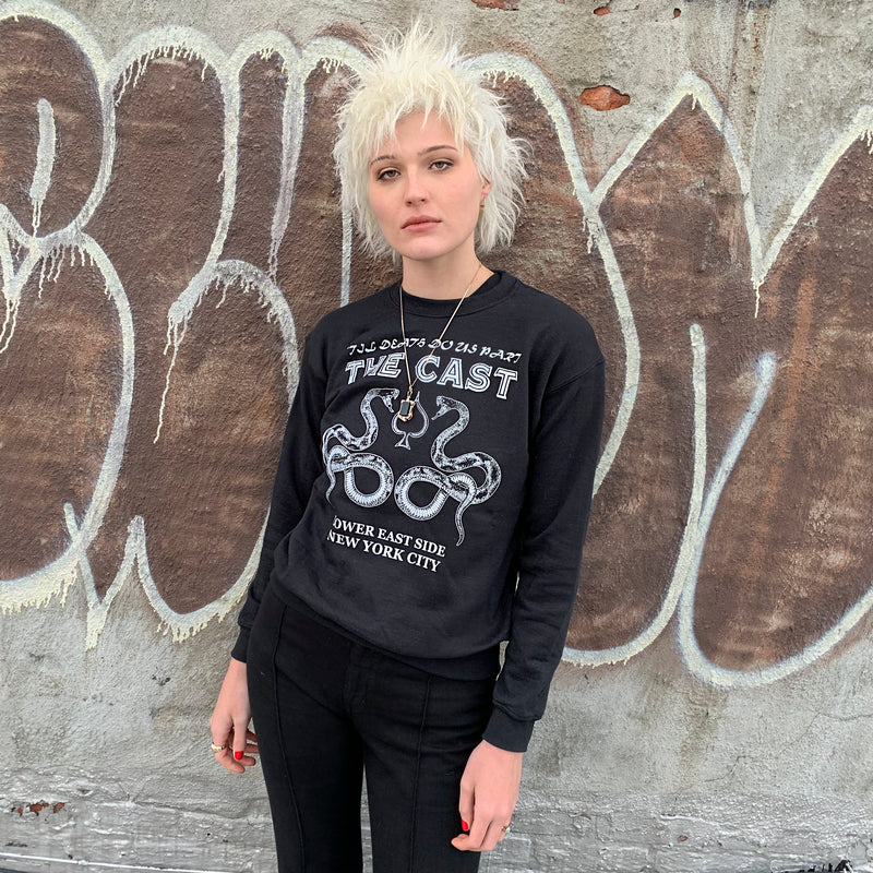 THE CAST NYC TIL DEATH DO US PART BLACK CREWNECK