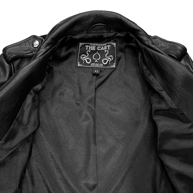 CROPPED BOWERY BLACK LEATHER JACKET (WOMENS)
